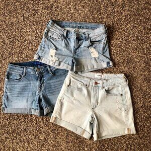 3 Pairs Womens Distressed Denim Jean Shorts Size 2